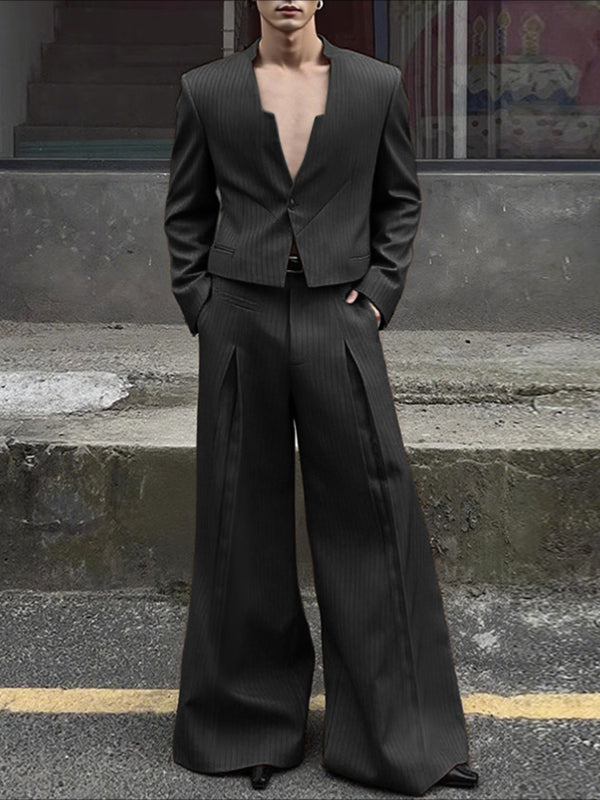 Men's Deconstructed Striped Casual Two Pieces Outfit SKUL30481