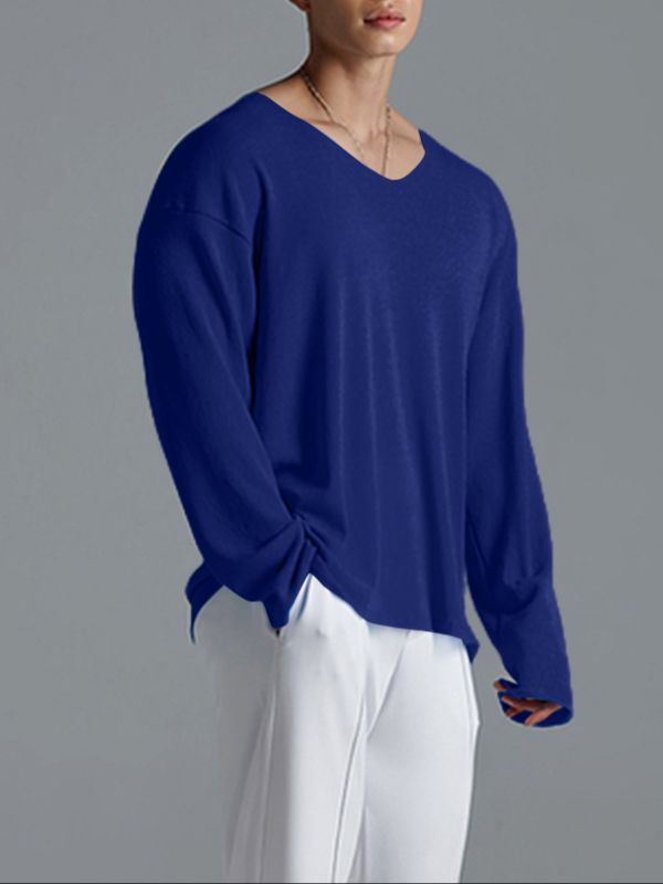 Men's Loose Lightweight Versatile Long Sleeve T-Shirt SKUL33030