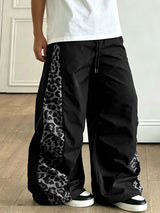 Men's Y2K Streetwear Leopard Print Side Stripe Oversized Baggy Track Pant SKUL69082