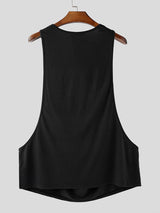 Mens Sheer Mesh Patchwork Cowl Neck Tank SKUL15229