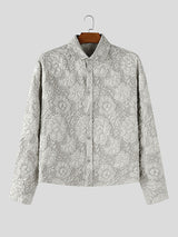 Men's Solid Color Jacquard Long Sleeve Shirt SKUL27288