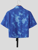 Men's Tie-Dye 3D Floral Design Short Sleeve Shirt SKUL55613