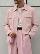 Men's Japanese Utility City Walk Turn-Down Collar Button-Down Boxy Jacket SKUL85509