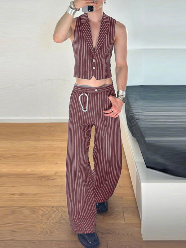 Men's Striped Casual Two Pieces Outfit SKUL23723