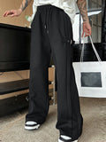 Mens Solid Buckle Design Drawstring Pants SKUK24694