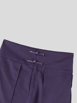 Men's Panel Patchwork Frog Button Wide Leg High Waist Pant SKUL59497