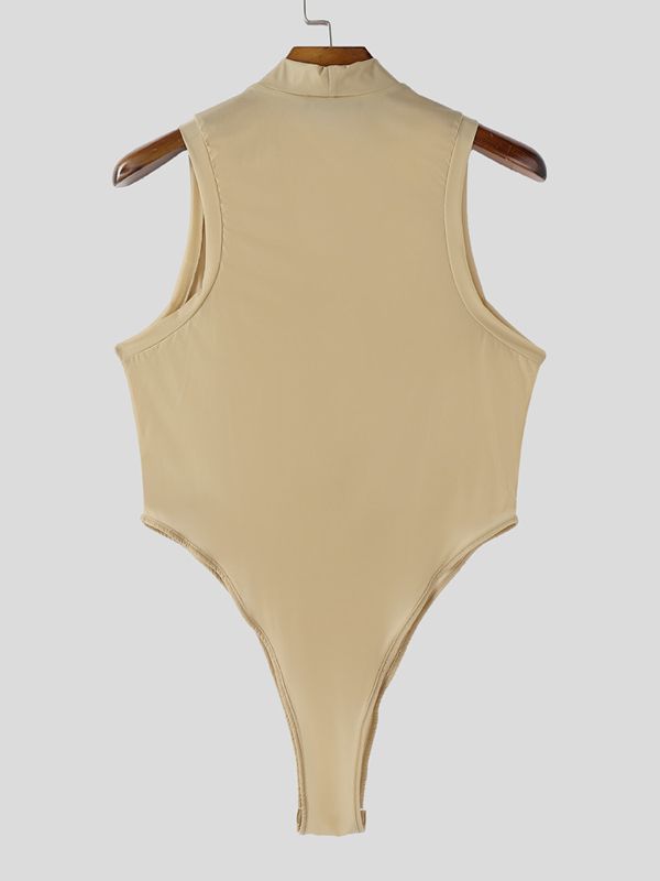 Men's Solid Color Sheer Bodysuit SKUL42441
