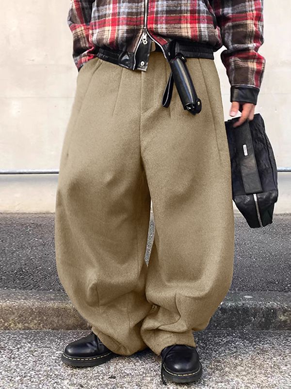 Men's Solid Color Loose Curved Pant SKUL51720