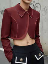 Men's Contrast Cropped Long Sleeve Blazer SKUL46137