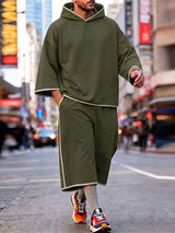 Men's Urban Streetwear City Walk Contrast Trim Two Pieces Outfit SKUL83247
