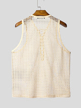 Mens Hollow-Out Mesh Drawstring Casual Tank SKUL17030