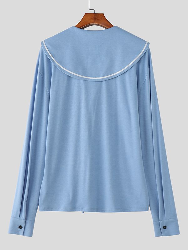 Men's Casual Sailor Collar Long Sleeve T-shirt SKUL46015