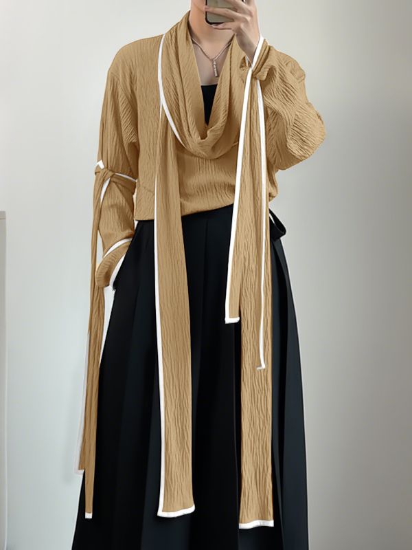 Men's Deconstructed Textured Ribbon Patchwork Contrast Color Shirt SKUL36608