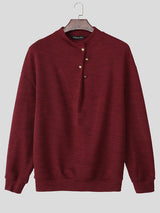 Men's Metal Buckle Patchwork Textured Long Sleeve Sweater SKUL29608