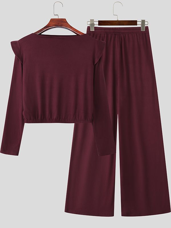 Men's Solid Color Padded Shoulder Two Pieces Outfit SKUL36360