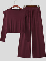 Men's Solid Color Padded Shoulder Two Pieces Outfit SKUL36360