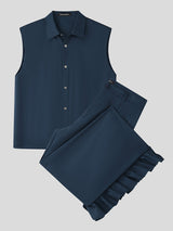 Men's Ruffle Patchwork Casual Two Pieces Outfit SKUL29598