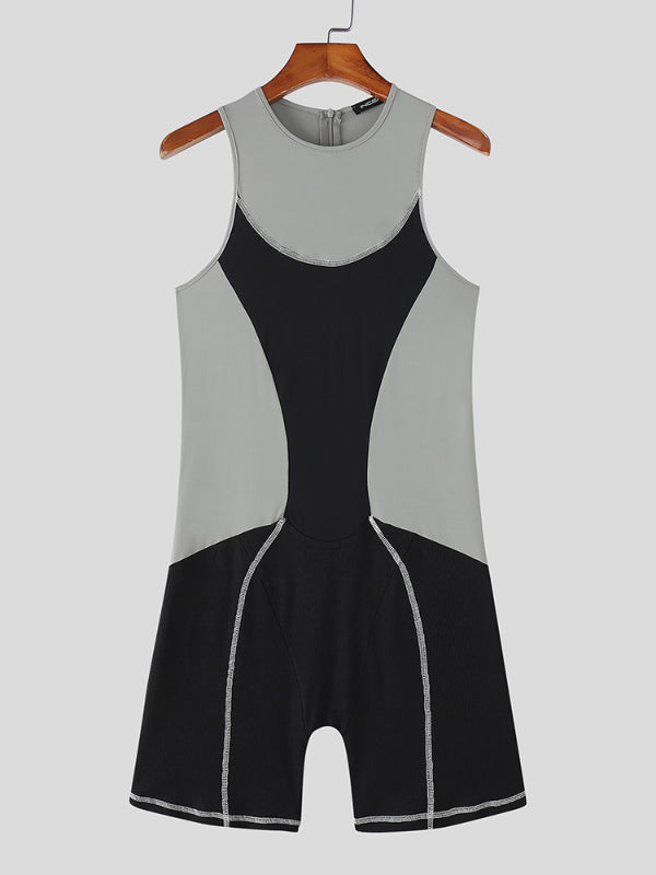 Men's Color Block Slim Fit Sleeveless Bodysuit SKUL14167