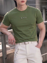 Men's Y2K High-Street Star Studded Shoulder Short Sleeve T-shirt SKUL79233