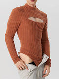 Mens Cutout Knit Long Sleeve Bodysuit SKUK26758