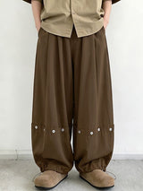 Men's Vintage Harajuku Deconstructed Button Detail Pleated Balloon Wide Leg Pant SKUL70243