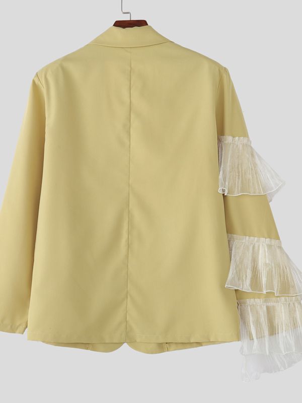 Men's Sheer Floral Patchwork Casual Blazer SKUL36546