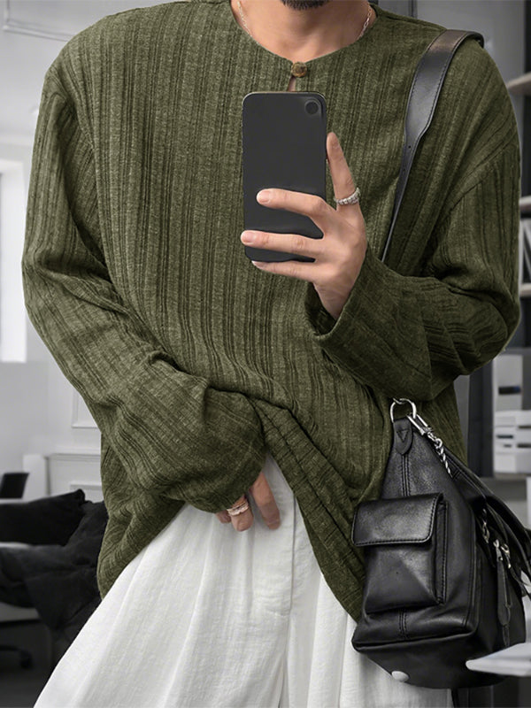 Men's Textured Knit Long Sleeve T-Shirt SKUL29652