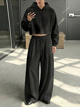Men's Early Autumn Minimalist Crinkled Crop Two Pieces Outfit SKUL79626