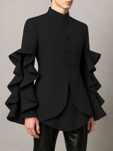 Men's Pleated Ruffled Casual Long Sleeve Blazer SKUL32754