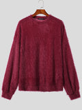 Mens Plush Crew Neck Loose Pullover Sweater SKUK29419