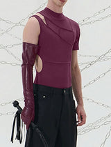 Men's Asymmetric One Shoulder High Neck Bodysuit SKUL50539