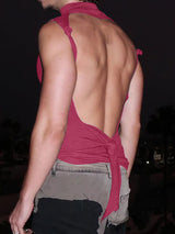 Men's Deconstructed Open Back Lace Up Tank SKUL41252