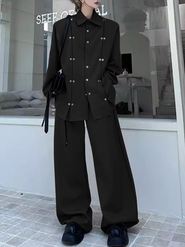 Men's Multi Button Design Casual Two Pieces Outfit SKUL37227