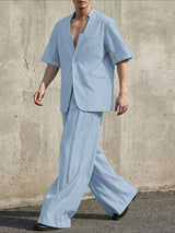 Men's Solid Color Casual Two Pieces Outfit SKUL53961