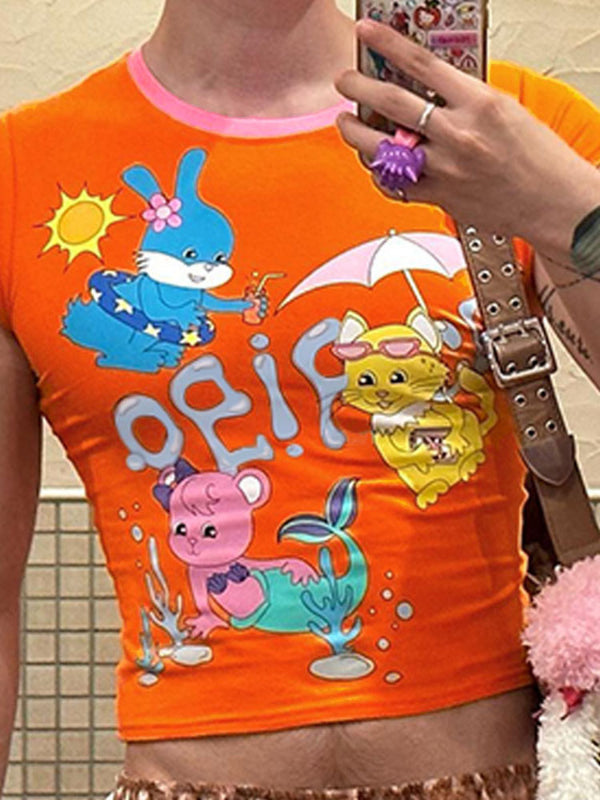 Men's Cartoon Print Cropped Slim Fit Tank SKUL20227