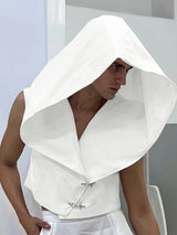 Men's Deconstructed Solid Color Loose Hooded Tank SKUL66018