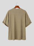 Mens Solid Texture Casual Drop Shoulder T-Shirt SKUK20435