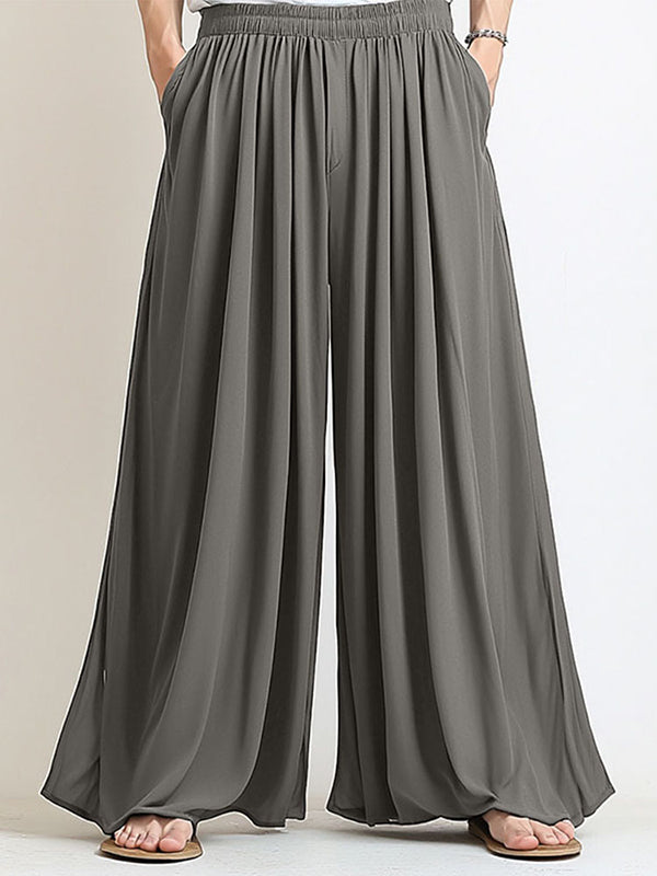 Mens Solid Color Ruched Casual Pant SKUL10602