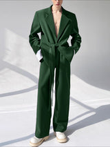 Men's Solid Color Casual Lace-Up Two Pieces Outfit SKUL30288