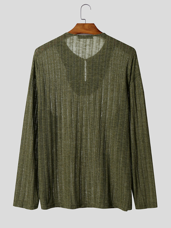 Men's Textured Knit Long Sleeve T-Shirt SKUL29652