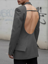 Men's Deconstructed Open Back Casual Long Sleeve Blazer SKUL42310