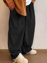 Men's Vintage Japanese Harajuku Corduroy Wide-Leg Drape Cargo Pant SKUL73670
