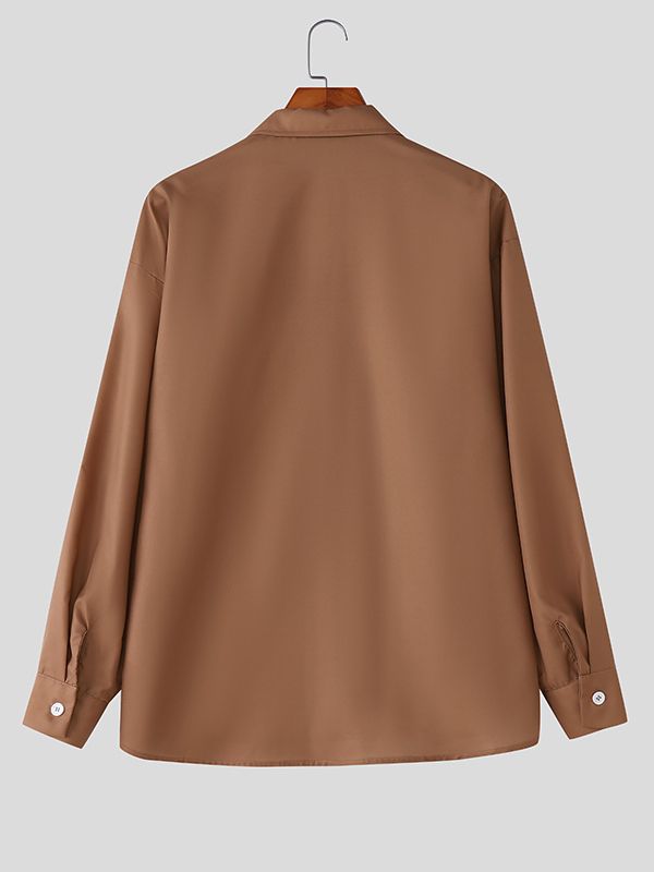 Men's Tie Print Long Sleeve Shirt SKUL32859