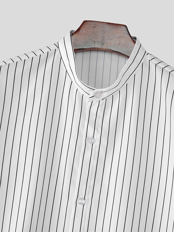 Mens Casual Striped Short Sleeve Shirt SKUL17984