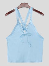 Men's Lace Up Eyelet Patchwork Tank SKUL42412