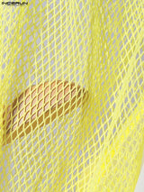 Men's Sheer Mesh Contrast Color Long Sleeve Shirt SKUL46095