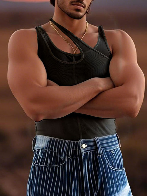 Men's Sheer Double Layer Mesh Casual Tank SKUL15174