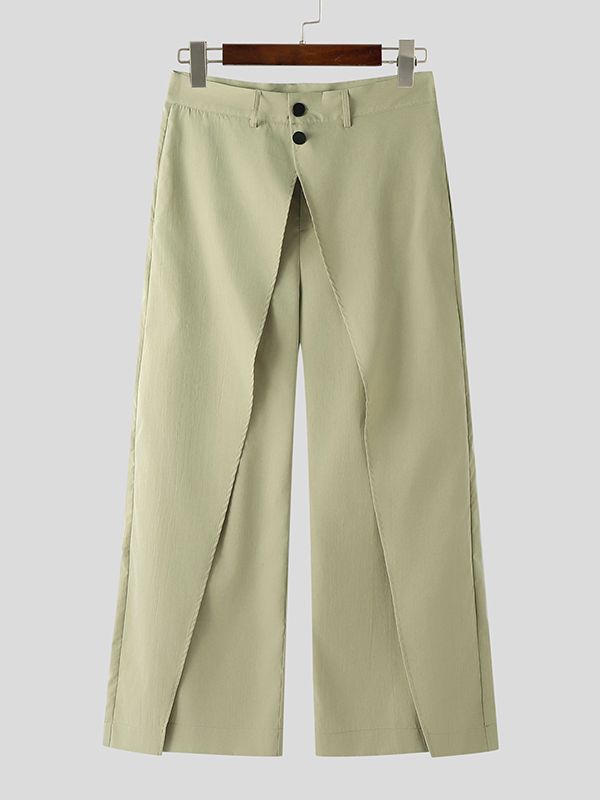 Men's Solid Color Deconstructed Layered Wide Leg Pant SKUL46193