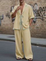 Men's Color Block Trim Two Pieces Outfit SKUL45409