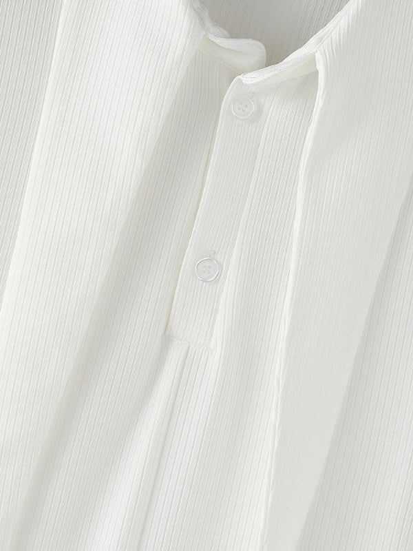 Men's Pinstripe Patchwork Long Sleeve Shirt SKUL23754